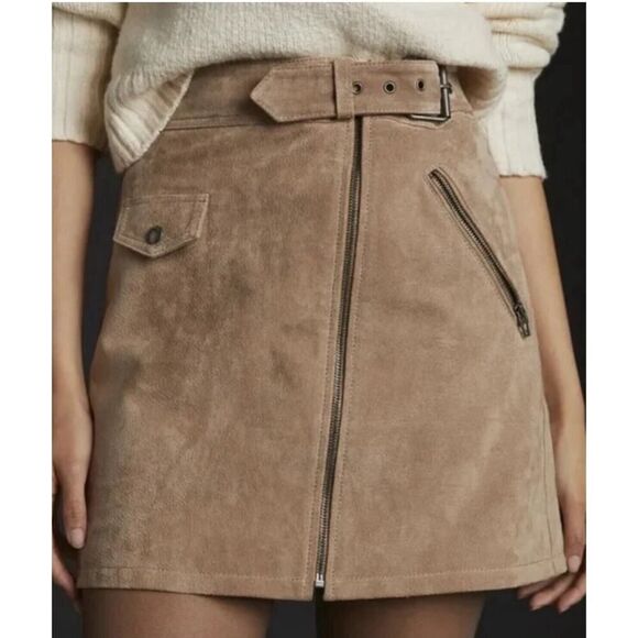 BLANKNYC NWT Moto Suede Leather Mini Skirt in Bare It All Size 24 - Picture 4 of 6